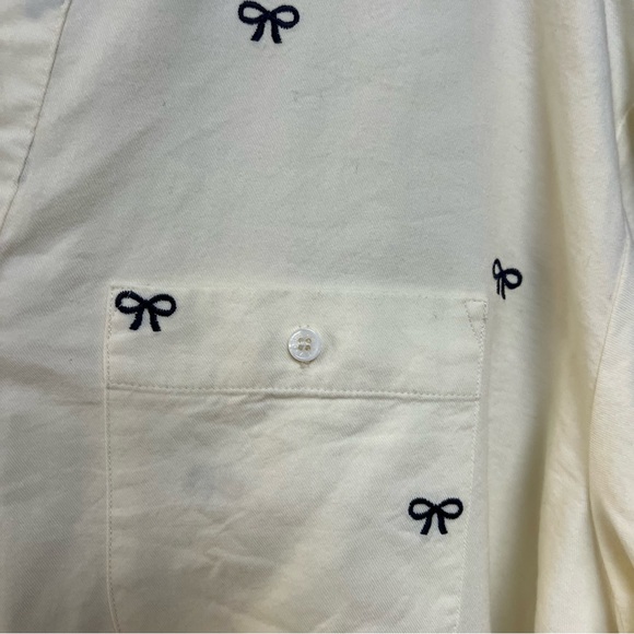 NWT Court & Row Bow Embroidered Long Sleeve Henley Top White Navy Size Large - Picture 5 of 10